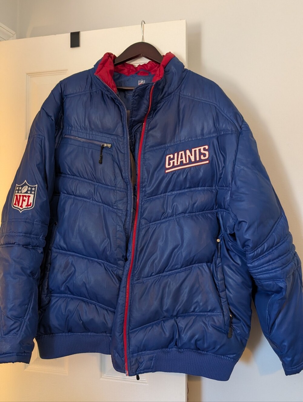 Reebok Blue Puffer Jacket with Red Trim - Giants NFL